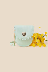 Girls Scallop Edge Heart Clasp Cross-Body Bag
