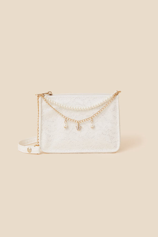 Girls Lace And Pearl Bag
