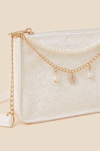 Girls Lace And Pearl Bag