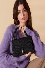 Small Logo Embossed Handheld Bag Black