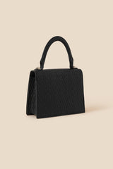 Small Logo Embossed Handheld Bag Black