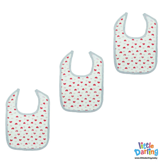 Baby Bibs Heart Print Pack of 3 By Little Darling