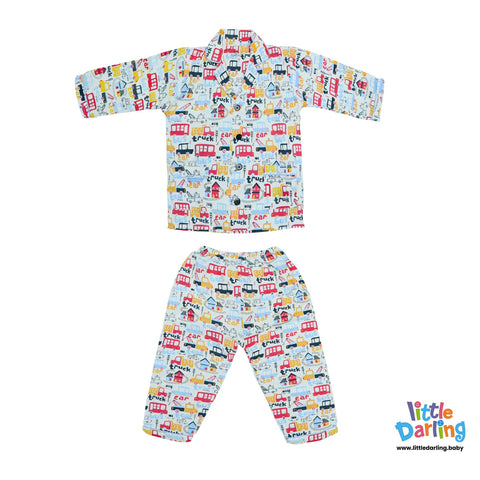 Baby Night Suit Truck & Car Print By Little Darling
