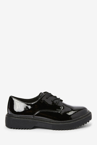 black patent chunky lace-up shoes for boys - black patent chunky lace-up shoes for boys - Cotton Candy™ Pakistan