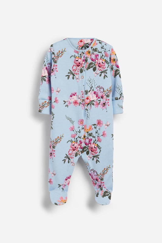 3 Pack Floral Baby Sleepsuits