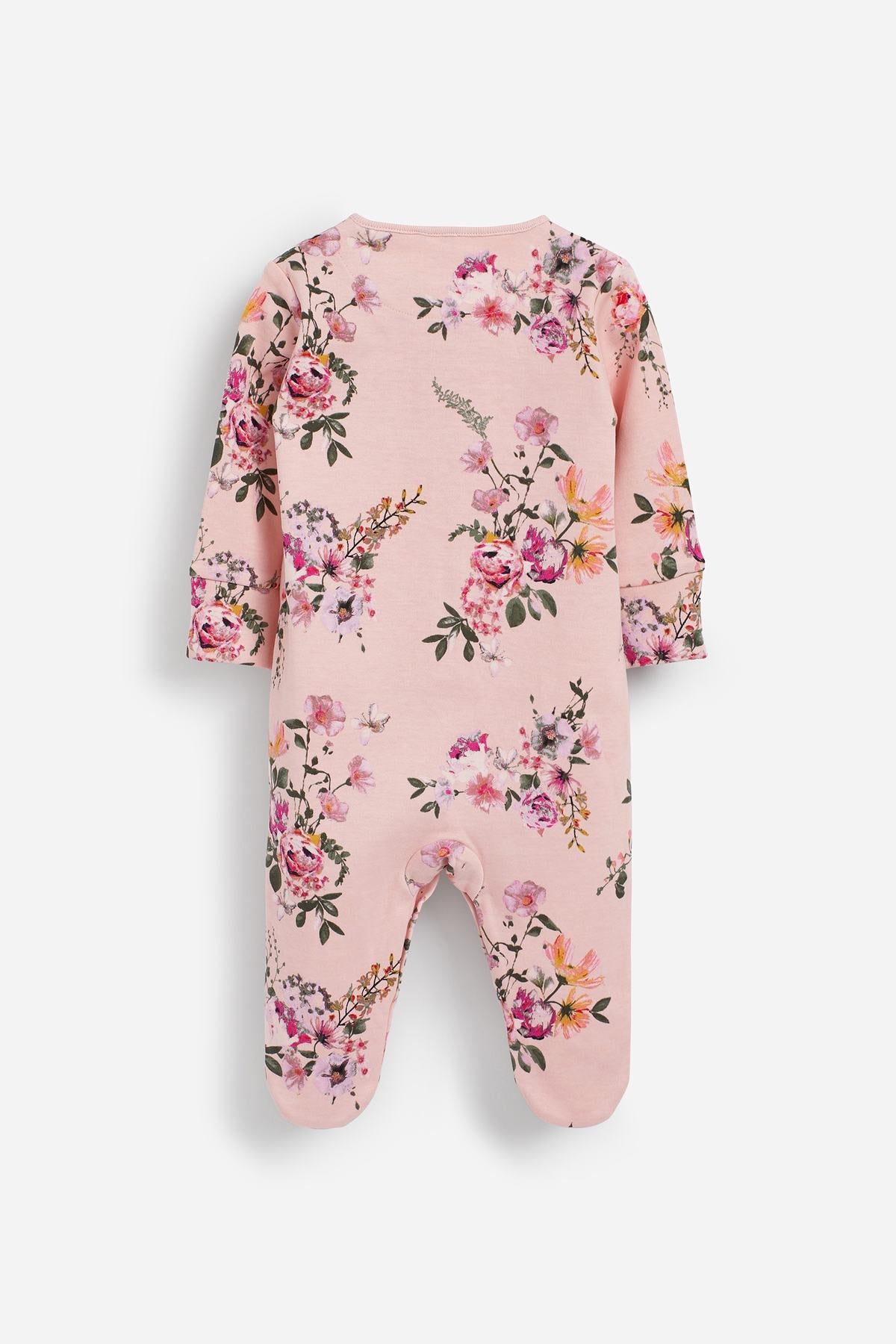 3 Pack Floral Baby Sleepsuits