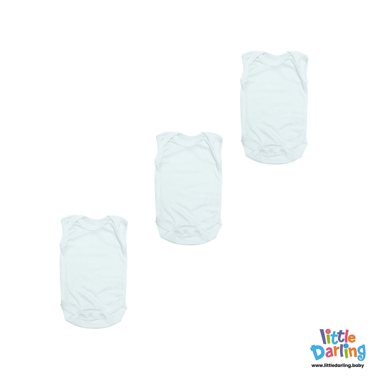 Bodysuit Pack Of 3 Sleeveless White Color | Little Darling