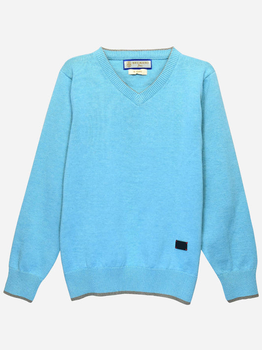 Aqua Blue Casual V-Neck Sweater Brumano Pakistan