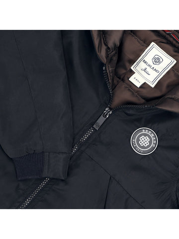 Black Quilted Casual Jacket With Hoodie Brumano Pakistan