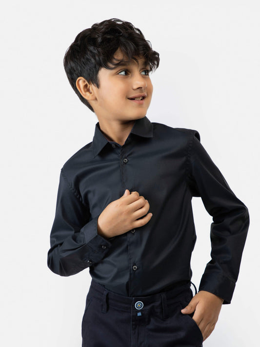 Black Satin Casual Long Sleeve Shirt Brumano Pakistan