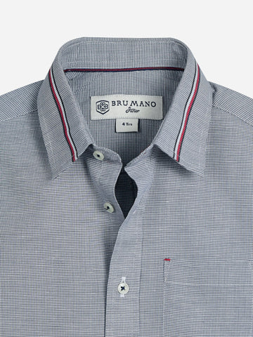 Blue Micro Check Short Sleeve Casual Shirt Brumano Pakistan