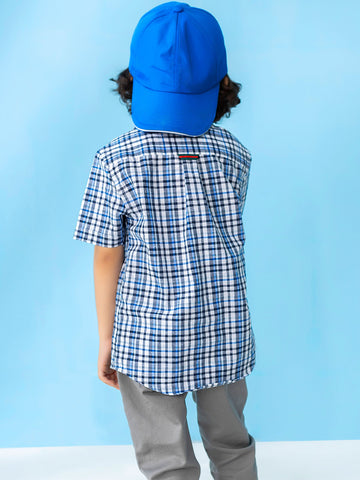 Blue Neppy Checkered Short Sleeve Casual Shirt Brumano Pakistan