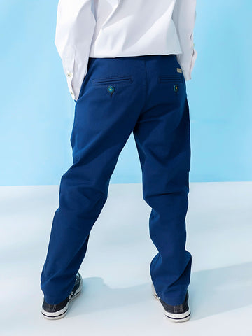 Blue Structured Casual Trouser With Stretch Brumano Pakistan