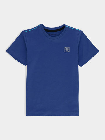 Blue Basic Crew Neck Casual T-Shirt