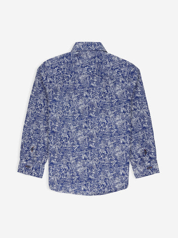 Blue & White Printed Long Sleeve Casual Shirt Brumano Pakistan