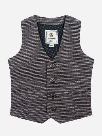 Brown Diamond Patterned Suit Vest With Bow Brumano Pakistan 