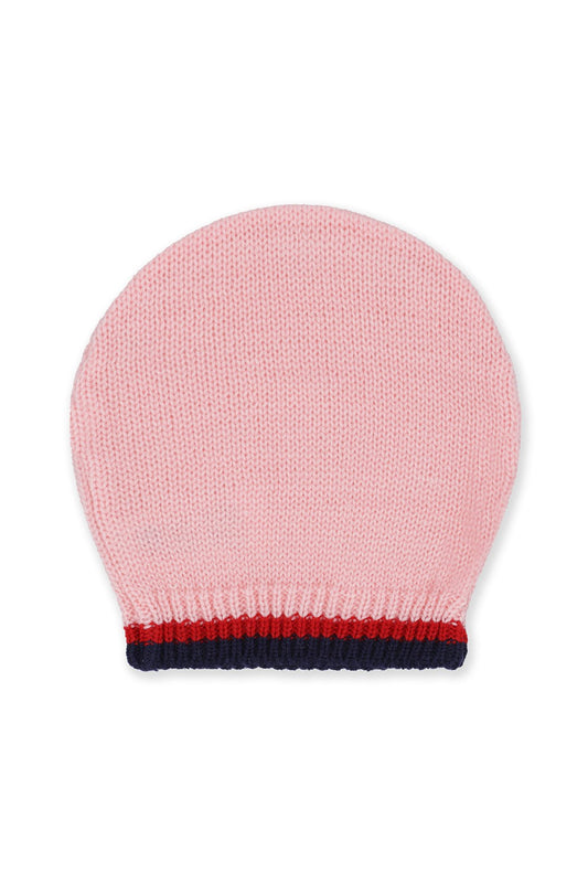 2-PCS-BEANIE KNITTED PINK