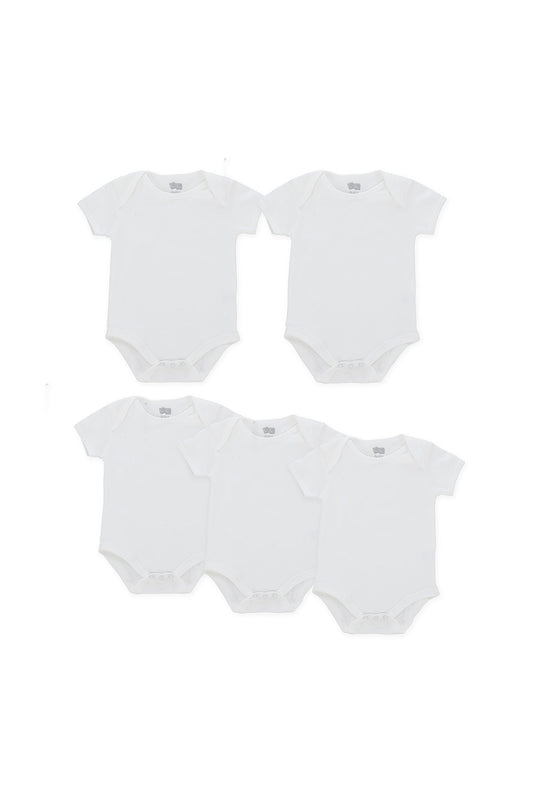 5-Pcs-Bodysuit Ss White