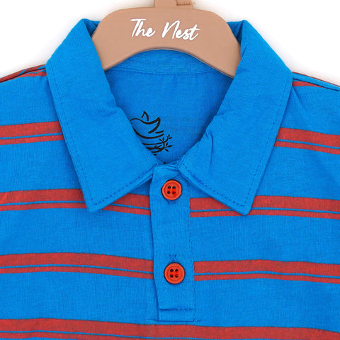 Red-Lined Blue Baby Shirt