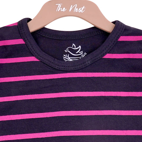 Sleeve T-Shirt with Pink Lining