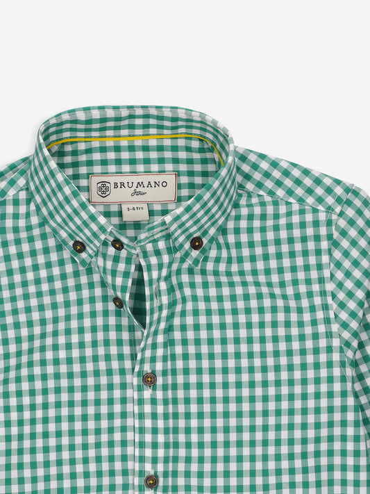 Green Gingham Casual Long Sleeve Shirt Brumano Pakistan