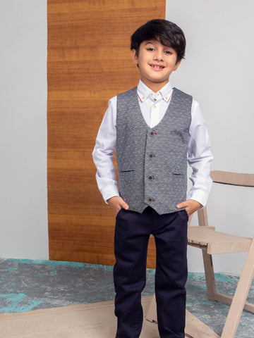 Grey Textured Suit Waistcoat Brumano Pakistan