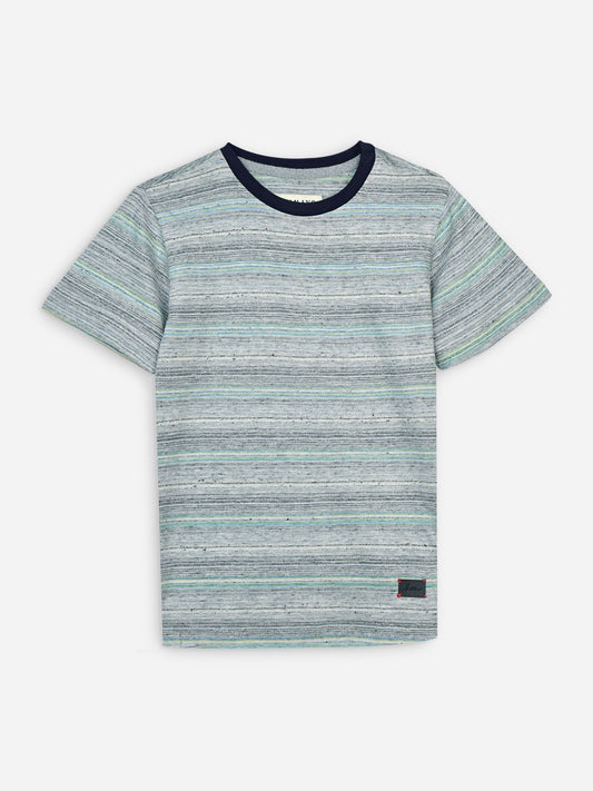 Grey Multi Color Striped Csual T-Shirt Brumano Pakistan