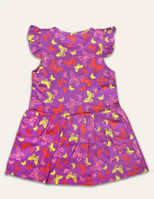 Purple Butterfly Patterned Dress