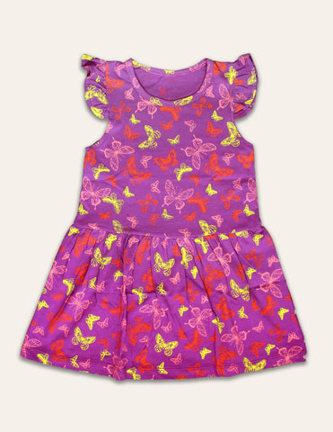 Purple Butterfly Patterned Dress