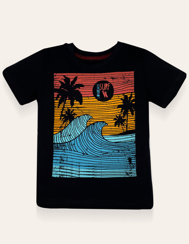 Boys Black Surf T-Shirt