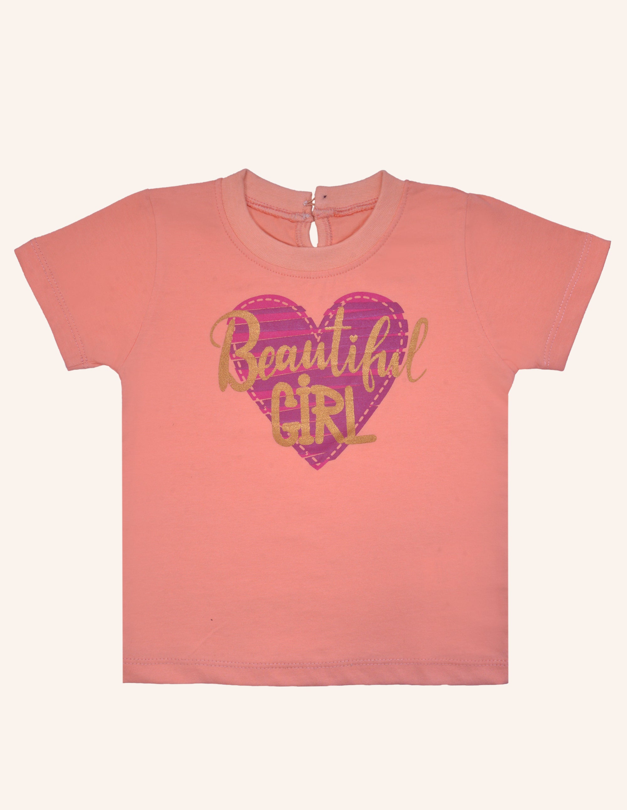 Girls Peach Beautiful Girl Tshirt