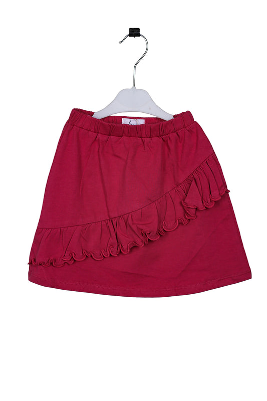 Printed Skirt With Diagonal Ruffle