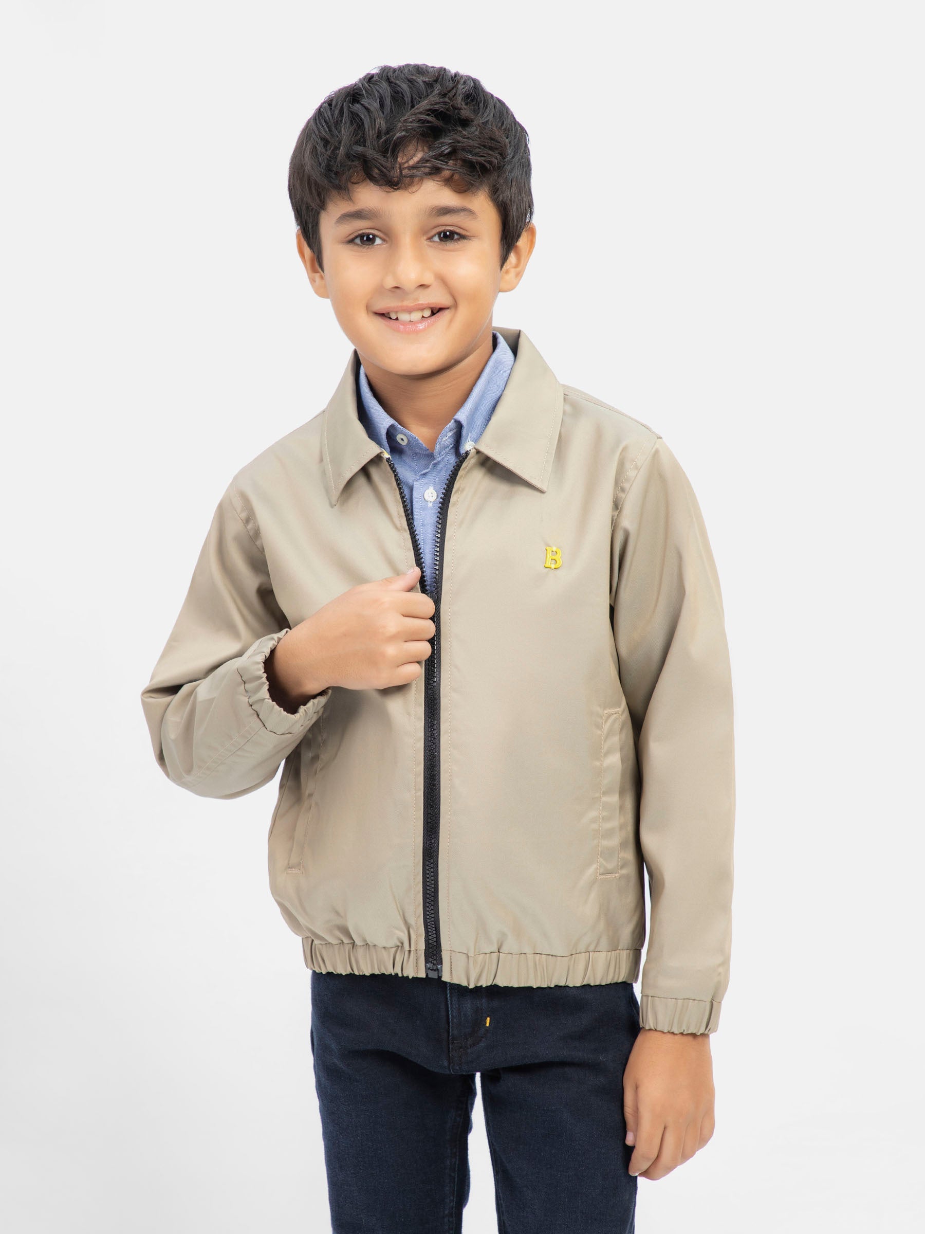 Khaki Cotton Twill Casual Collar Jacket Brumano Pakistan
