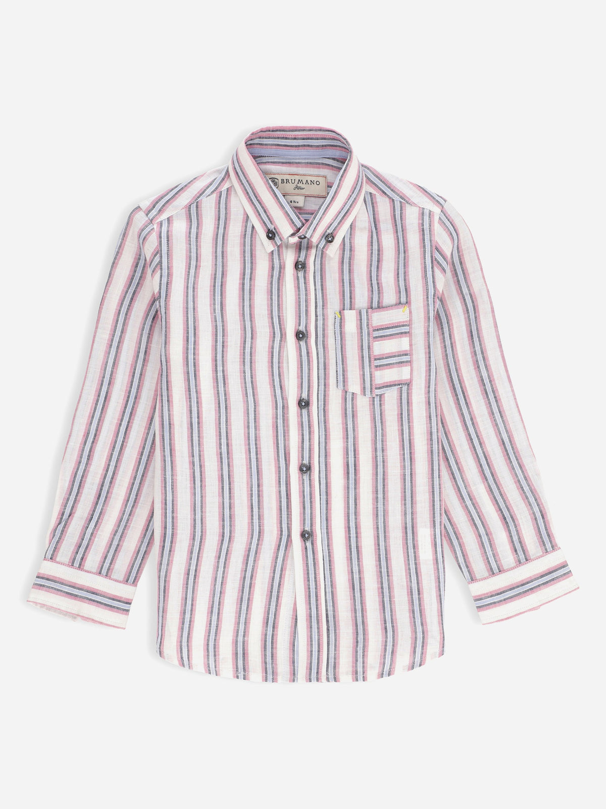 Lilac & Blue 100% Linen Striped Casual Shirt