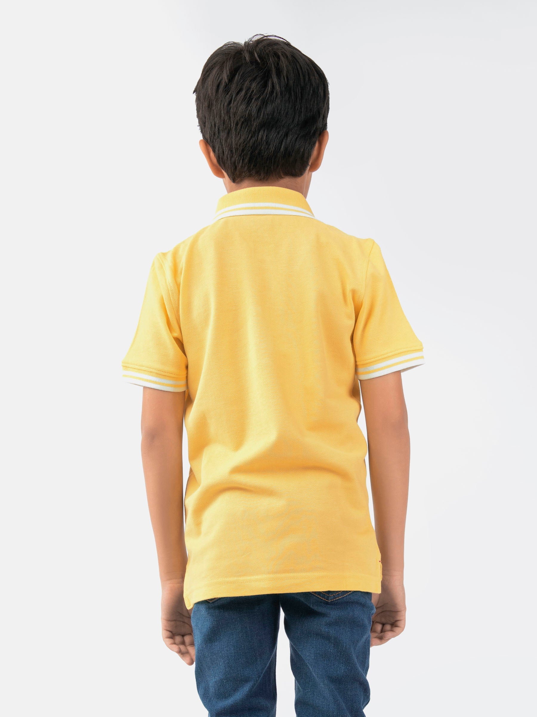 Lime Yellow Pique Casual Tipped polo Brumano Pakistan