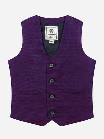 Magenta Patterned Suit Vest With Bow Brumano Pakistan