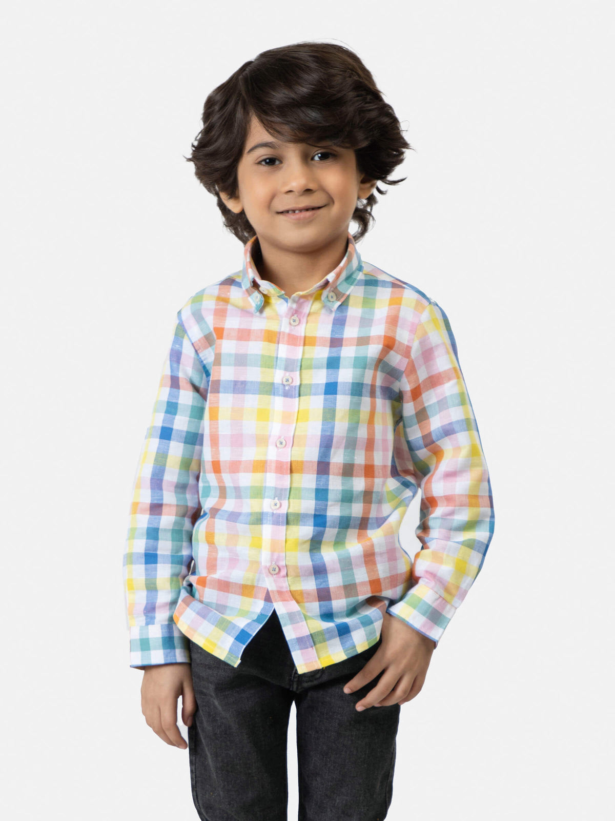 Multi Color CottonLinen Checkered Caual Shirt Brumano Pakistan
