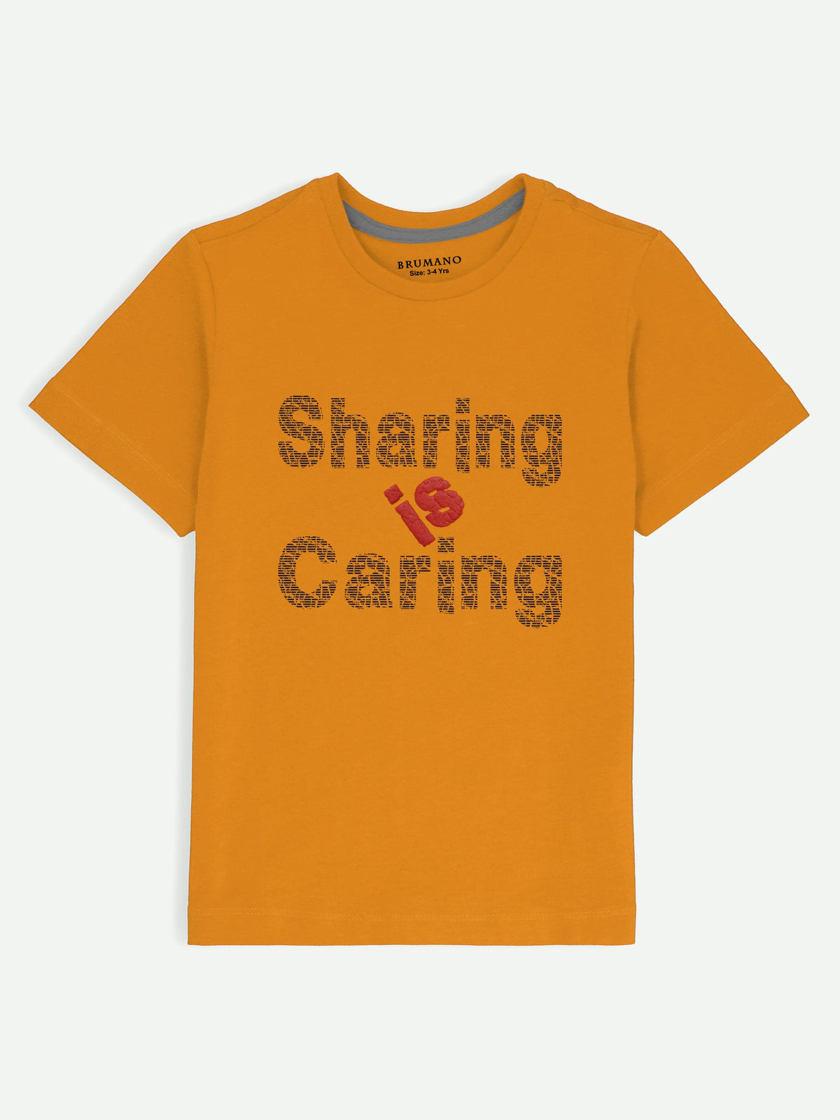 Mustard Graphic Printed 'Sharing is Caring' Casual Tee Brumano Pakistan
