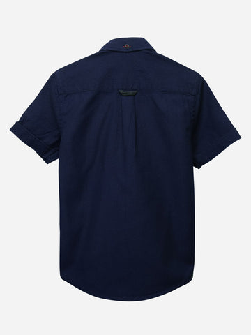 Navy Indigo Dyed Short Sleeve Shirt Brumano Pakistan