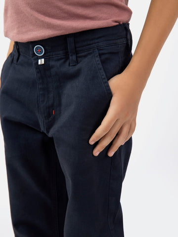 Navy Blue Casual Chino With Flap Pockets
