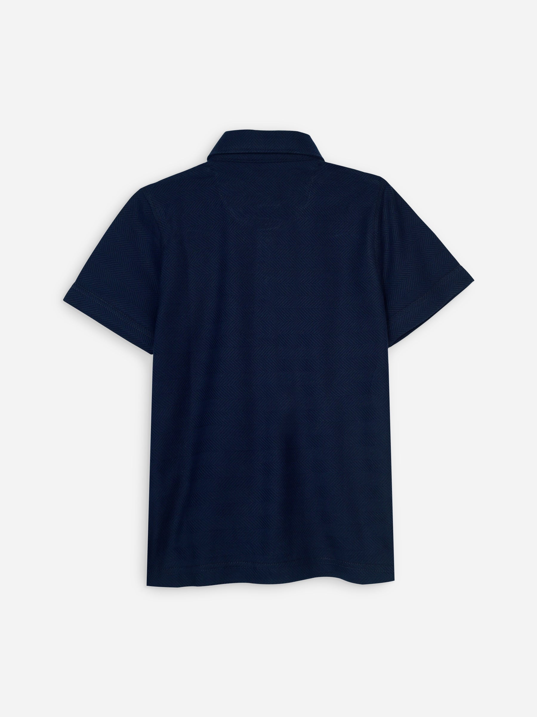 Navy Blue Horizontal Textured Casual Polo Brumano Pakistan
