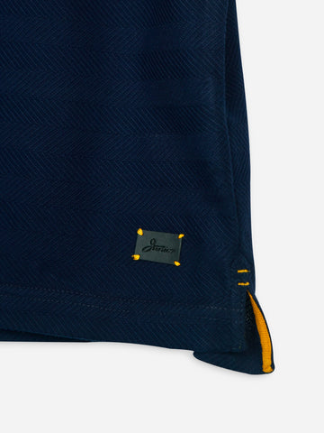 Navy Blue Horizontal Textured Casual Polo Brumano Pakistan