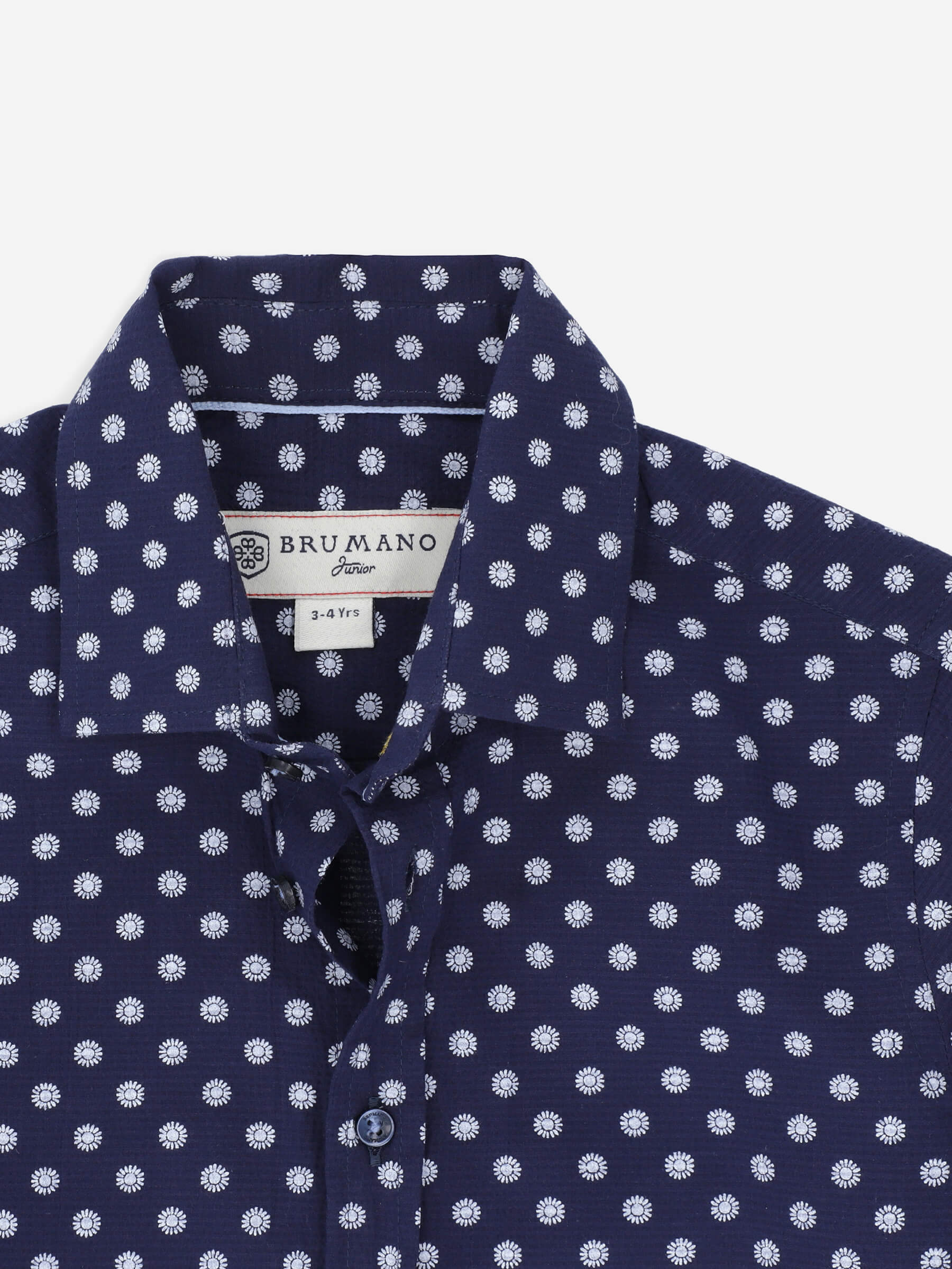 Navy Blue Printed Seersucked Short Sleeve Casual Shirt Brumano Pakistan