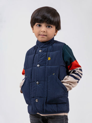 Navy Blue Sleeveless Quilted Casual Gilet Brumano Pakistan
