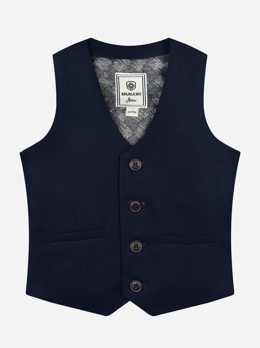 Navy Blue Suit Vest With Printed Bow Brumano Pakistan