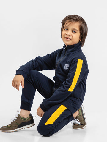 Navy Blue Tracksuit With Upper & Jogger Pajama - Pack Of 2 PC