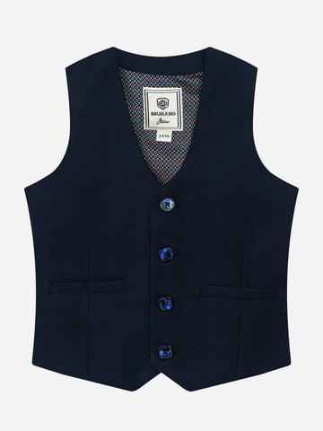 Navy Blue Twill Suit Vest With Bow Brumano Pakistan