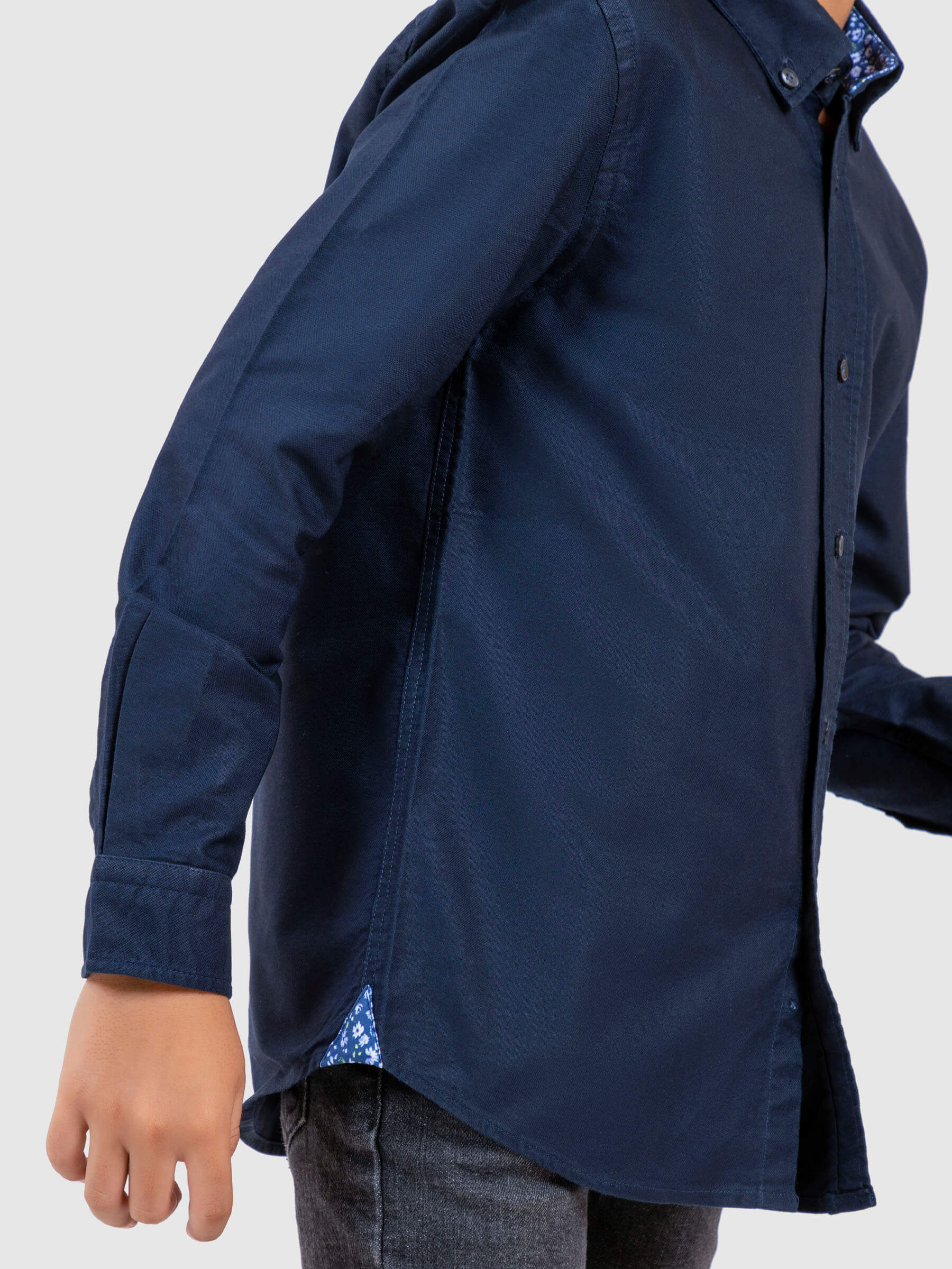 Navy Oxford Long Sleeve Casual Shirt With Detailing Brumano Pakistan