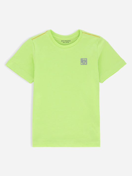 Neon Green Basic Crew Neck Casual T-Shirt