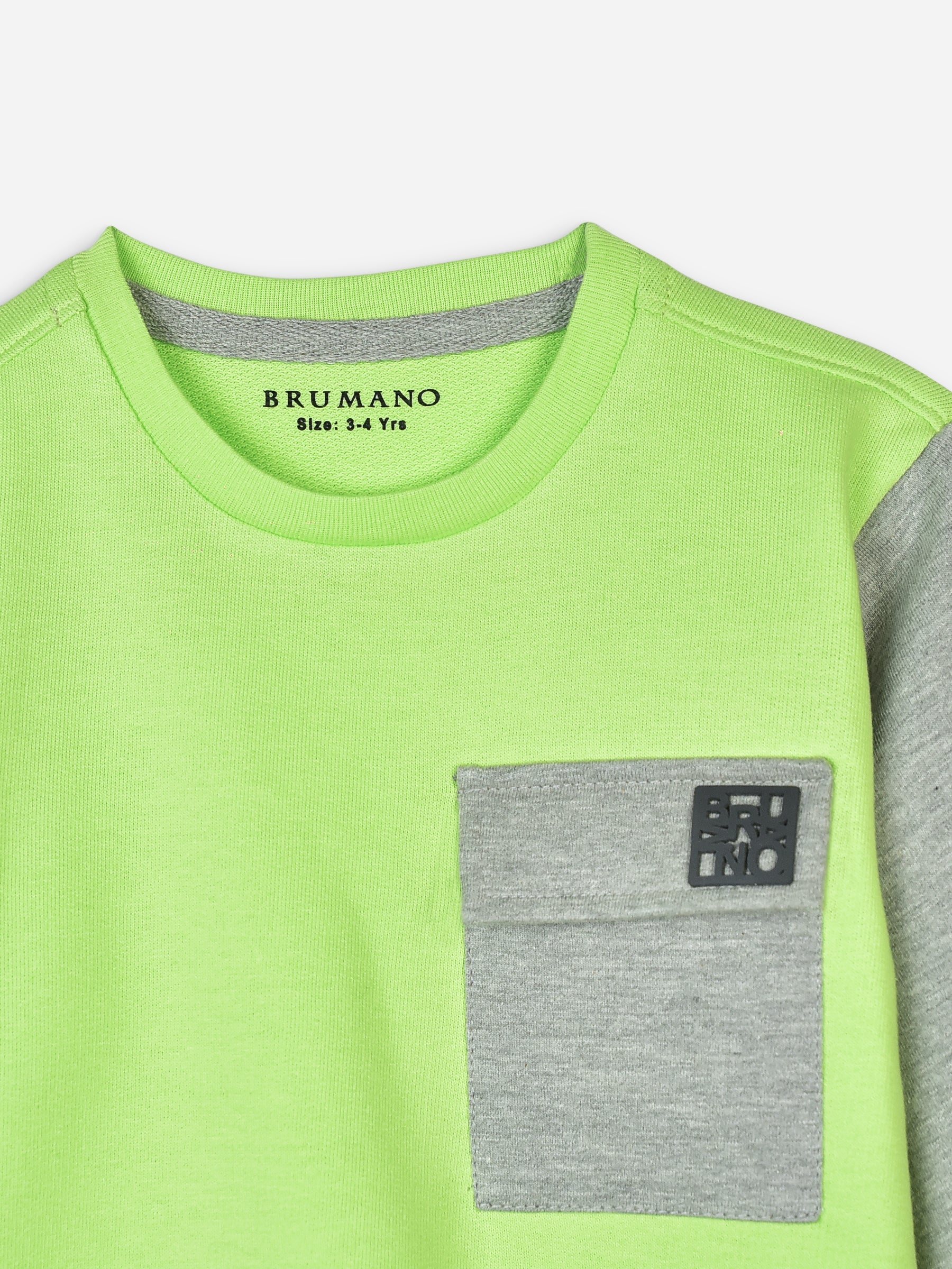 Neon Green Sweatshirt With Contrasting Sleeves Brumano Pakistan